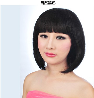 假髮 女 真人髮 妹妹頭造型 - 女生髮型 齊瀏海 bobo頭髮型 透氣內網 自然逼真 【黑二髮品】OXG