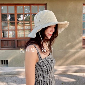 「拉兒小舖」台灣現貨 韓國 防潑水戶外登山帽漁夫帽 釣魚帽  奔尼帽 大帽沿  防曬帽 遮陽帽 機能防水露營帽