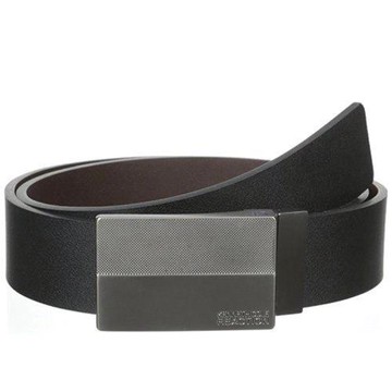 Kenneth Cole 2018男磨砂塊狀匾牌標誌黑棕色可翻轉兩用皮帶(預購)