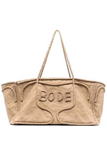 BODE - rope-detail oversized tote bag - men - Linen/Flax - One Size - Neutrals