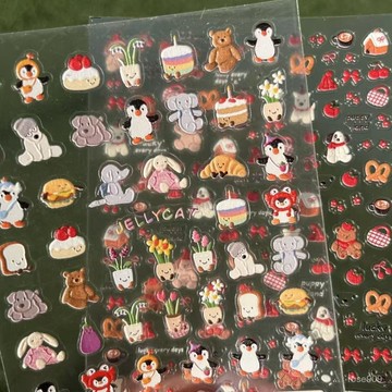 ⏰限時下殺⏰jel*ycat浮鵰貼紙美甲立體可愛JC玩偶毛茸裝飾diy手賬手機殻美甲美甲貼 0EUE