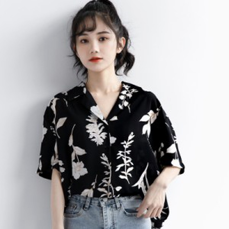 アロハシャツ レディース シャツ 半袖 ボタニカル柄 花柄 トップス 春夏 開襟シャツ 柄シャツ 総柄シャツ 襟付きシャツ カジュアル 黒 夏 通販 Lineポイント最大1 0 Get Lineショッピング
