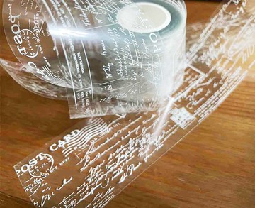 PET膠帶#34 書信01 / 5公分 帶離型紙+白墨 亮面透明