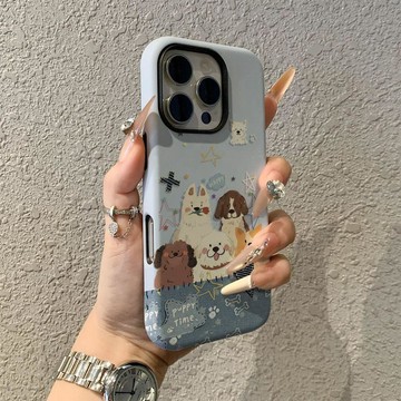 可愛小狗蘋果17promax手機殼iPhone16pro卡通菲林二合一保護套保護套15pro女款13可愛14新款