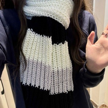 手作🍋美拉德復古撞色圍巾毛線手工diy材料包送男友女毛線8股情人牛奶棉 冰條毛線編織材料包 交換禮物手工藝勾針