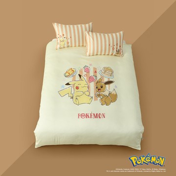預購【Pokémon寶可夢官方授權】(單人/雙人/加大/特大) / 60支抗菌天絲™兩用被床包組 / 甜感生活 / HOYACASA