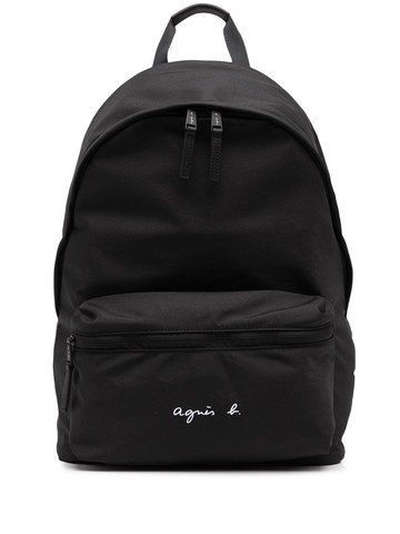agnès b. - logo-print backpack - unisex - Recycled Polyester - One Size - Black