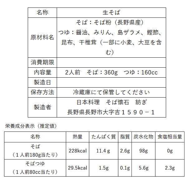 十割 towari(自家製粉生そば 2人前) 送料込(沖縄・離島配送不可)