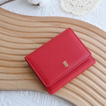BURBERRY 8031854 金屬LOGO三折扣式零錢短夾.紅