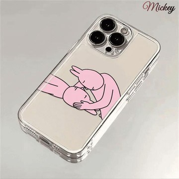桃園出貨.畢業抽象照粉紅兔子手機殼適用iPhone16蘋果15promax全包14新款軟