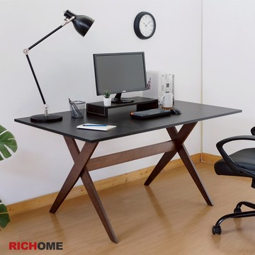 RICHOME 羅倫餐桌電腦桌(150CM)(大理石紋)-黑岩色 工作桌 辦公桌 餐桌 書桌 TA433