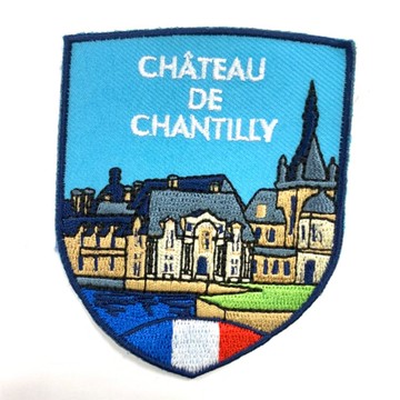 DIY刺繡徽章 法國 尚蒂依堡 布藝徽章 Patch電繡刺繡背膠補丁 袖標 布標 布貼 補丁 貼布繡 臂章 _廠商直送