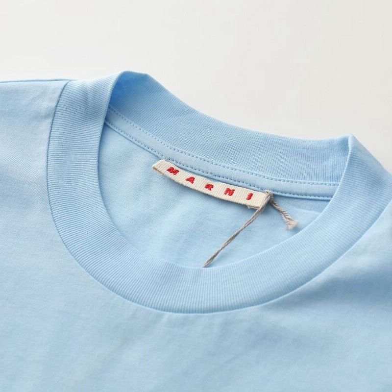 美品 21SS MARNI マルニ 半袖 クルーネック ロゴ刺繍 Tシャツ カットソー 36 ブルー レディース 古着 中古 MARNI - 美品 21SS MARNI マルニ 半袖 クルーネック ロゴ刺繍 T