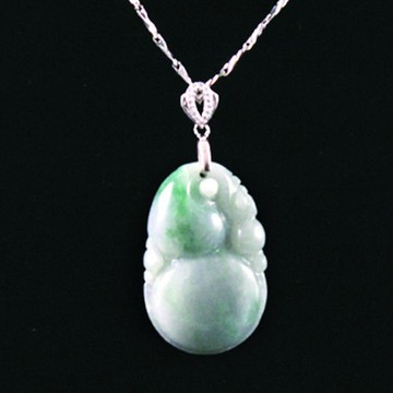 【典藏富玉】福氣招財葫蘆糯種翡翠墜鍊