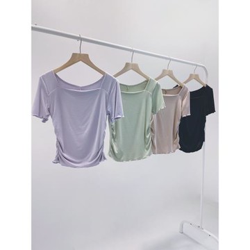 修身顯瘦方領莫代爾舞蹈服短袖女形體練功服古典舞現代舞中國舞服