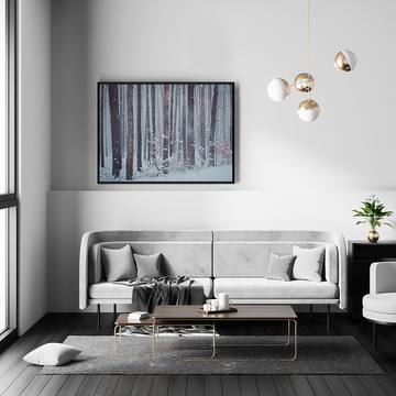 森之雪-藍紫/冷色調/冬天/銀灰/林間/複製畫/北歐風/雪景/朦朧