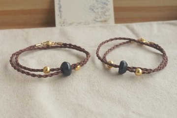 氂牛角_雙圈極簡風蠟繩手環 | 小火龍礦編 |