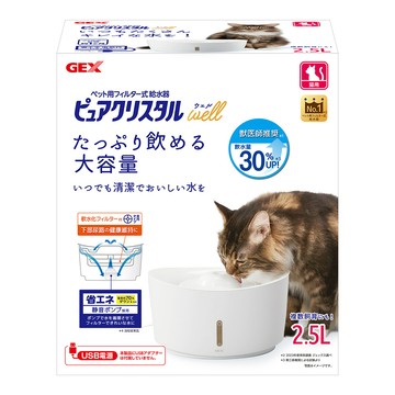 GEX 日本 57648 愛貓視窗型進階版飲水器(低水位自動停止)2.5L(DC馬達)USB豆腐頭另售 (1GXC10114)