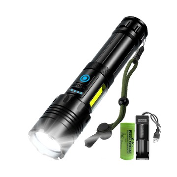TX Tanox 特林 XHP-70 LED超強亮USB充電手電筒 亮度3000流明以上 雙光源 4格藍光電量顯示 TYPE C傳輸充電  1個