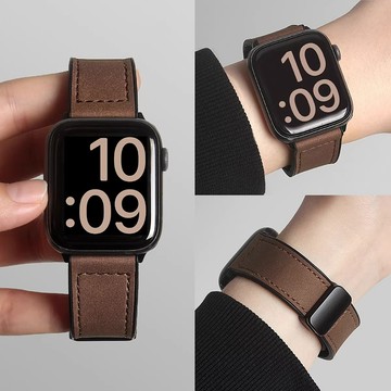 真皮商務磁吸扣 錶帶Apple watch S11 10 9 8 7 6 5 4 SE 46mm 49mm 蘋果手錶錶帶