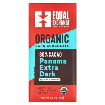 Equal Exchange, 有機，黑巧克力，巴拿馬超黑，80% 可可，2.8 盎司（80 克）