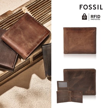 【FOSSIL 官方旗艦館】Derrick 真皮可拆卡夾RFID防盜皮夾 (禮盒組附鐵盒，多色可選)