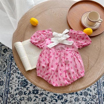 女寶寶夏裝連體一歲嬰兒衣服短袖薄款哈衣洋氣包屁衣公主超萌夏季