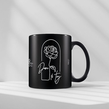 【迪士尼】美女與野獸 永生花素描(Dare To Try)黑色內裏馬克杯