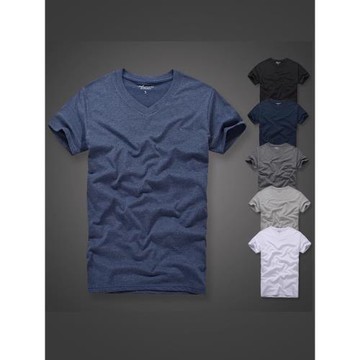 短袖T恤男裝V領純棉大碼打底衫半袖純色休閑夏季體恤修身男上衣