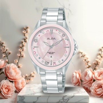 ALBA 雅柏錶 CUTiE! 晶花粉蝶貝女錶 手錶-33mm VJ22-X435P.AH7DV7X1