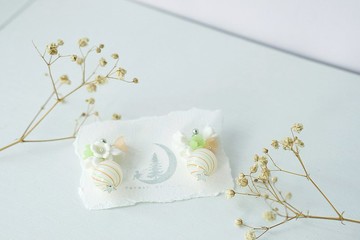 午夜的森林。夏祭の水球耳環。忌廉鮮奶