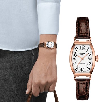 TISSOT 天梭 Heritage Porto 酒桶型手動上鍊機械女錶 T1281613601200