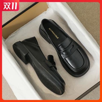 樂福鞋女英倫風小皮鞋新款復古百搭單鞋平底大碼女鞋41到43春秋款