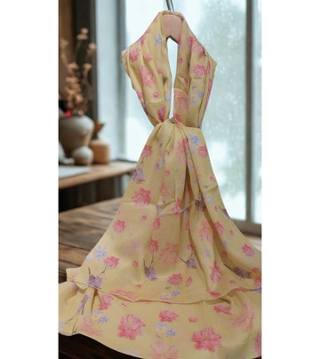 Jennie Tsai - 棉柔甜甜鳥語插畫長絲巾-黃色