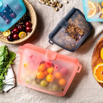 韓國sillymann 100%鉑金矽膠密封袋-1000ml - 橘紅