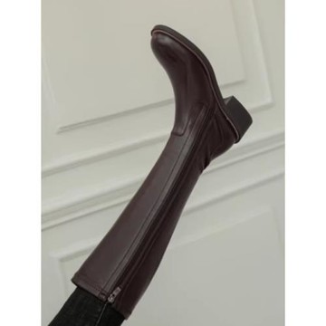 KAKY長筒靴女2025秋冬新款不過膝絲襪彈力粗跟騎士靴高筒粗腿長靴