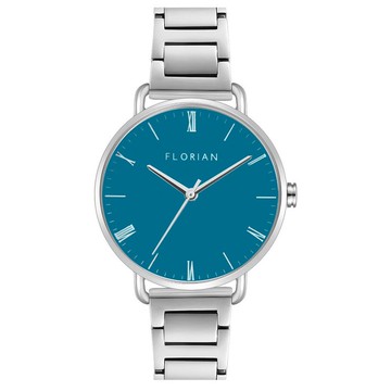 綠松石色錶盤 鋼錶帶 經典36mm手錶 | 銀