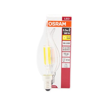 OSRAM 【2入組】LED 4.5W 2700K 燈泡色 E14 全電壓 拉尾 燈絲燈 蠟燭燈