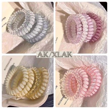 【AK】韓系彩色螺旋髮圈 彈力電話線髮束 馬尾髮繩 不傷髮高彈耐用髮飾