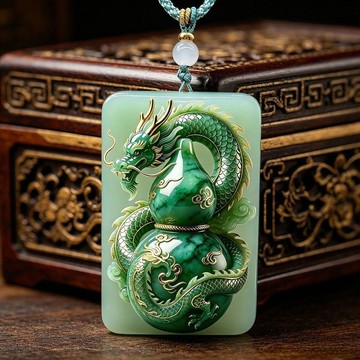 臺灣出貨🏆【可開發票】御龍福祿玉石項鍊靈龍葫蘆無事牌百搭項鍊吉祥送長輩家人國風吊墜