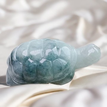 【吉祥‧長壽】飄藍花翡翠烏龜 | 天然緬甸A貨翡翠 | 送禮