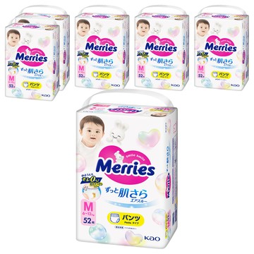 Merries 妙而舒 日本境內版 金緻柔點透氣褲型尿布 6~12kg  M  312片