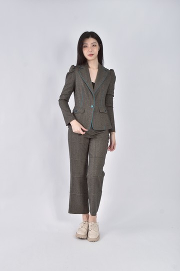 (XL) charinyeh羊毛單釦綠色套裝