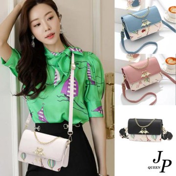 Jpqueen 怦然心動印花單肩斜背手提鍊條女用包(5色可選)