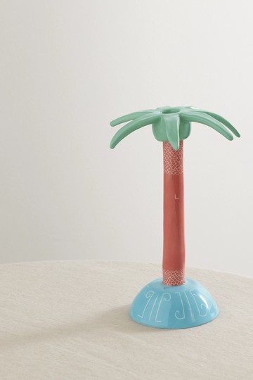 Laetitia Rouget - Palm Tree Ceramic Candle Holder - Red - one size