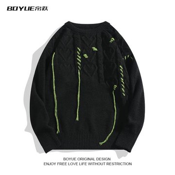 BOYUE帛躍流蘇手工穿繩毛衣秋冬男女潮牌ins慵懶設計感日系針織衫