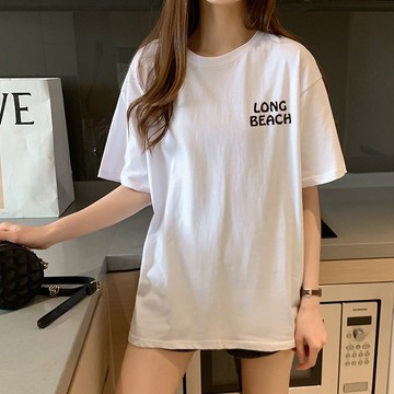 買五件送一件 女生純棉短袖T恤女 小個子短版 oversize 寬鬆上衣 短板T恤 學生衣服 寬鬆顯瘦 圓領 下半身失蹤