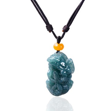 【招財神獸】冰種藍水翡翠貔貅項鍊 | 天然翡翠A貨 | 送禮