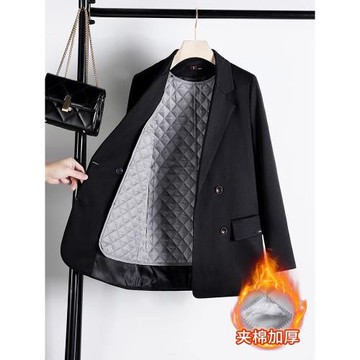百搭中長款加厚西裝外套女夾棉加絨2025秋冬新款休閑百搭西服上衣