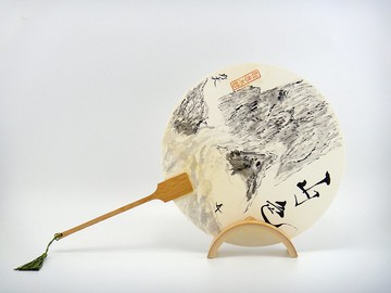 手繪古典圓扇-思量 山色